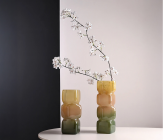 Ваза стеклянная D10 * H34, 1 шт., градиент зеленый/лимонный 4630270/061119 на фото справа купить в Минске – цена оптом и в розницу, характеристики | floradecor.by - фото