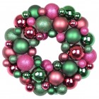 Рождественский Венок из шариков 2969 Зелено-малиновый купить в Минске – цена оптом и в розницу, характеристики | floradecor.by - фото