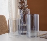 Ваза стеклянная 15*15*25 см, 1 шт., серо-голубой  4630270/075406 на фото слева купить в Минске – цена оптом и в розницу, характеристики | floradecor.by - фото